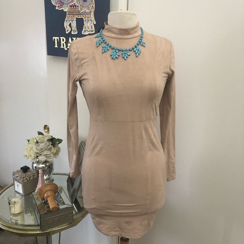 Faux suede mini dress